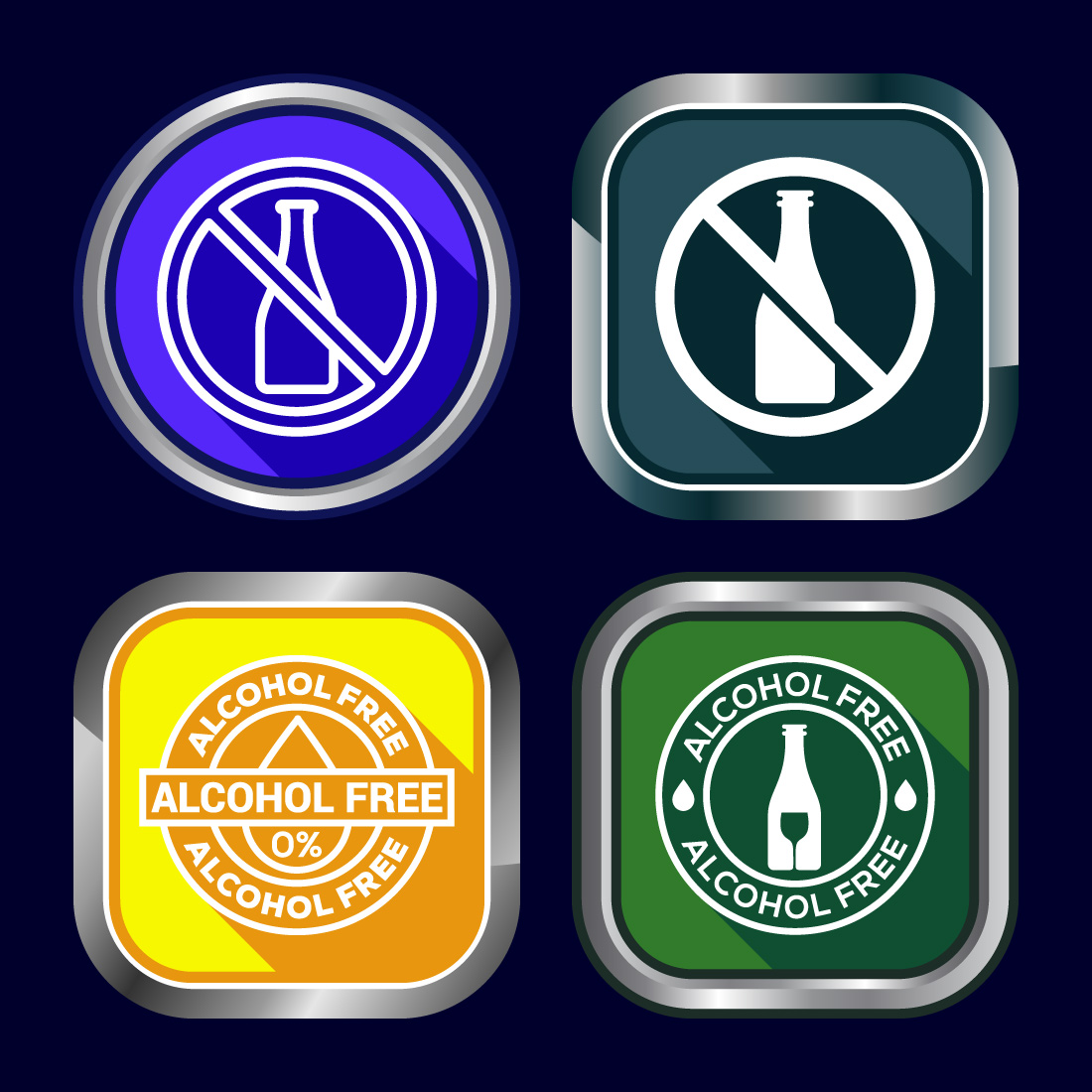 Alcohol Free Icon Design Illustration, No Alcohol Sign, Button Design cover image.