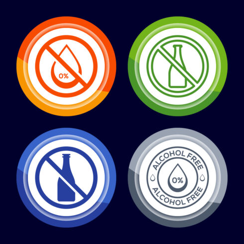 Alcohol Free Icon Design Illustration, No Alcohol Sign, Button Design cover image.