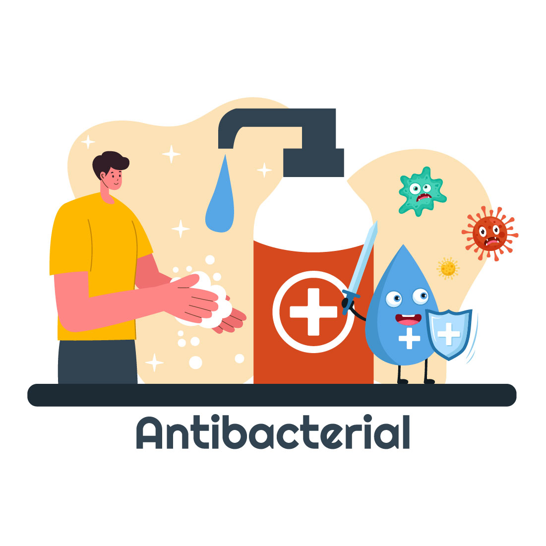 9 Antibacterial Vector Illustration preview image.