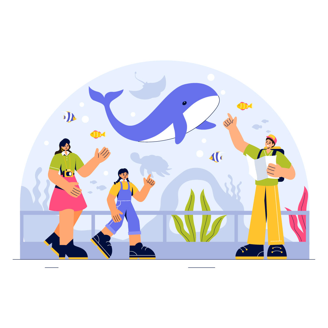 9 Aquarium Vector Illustration preview image.