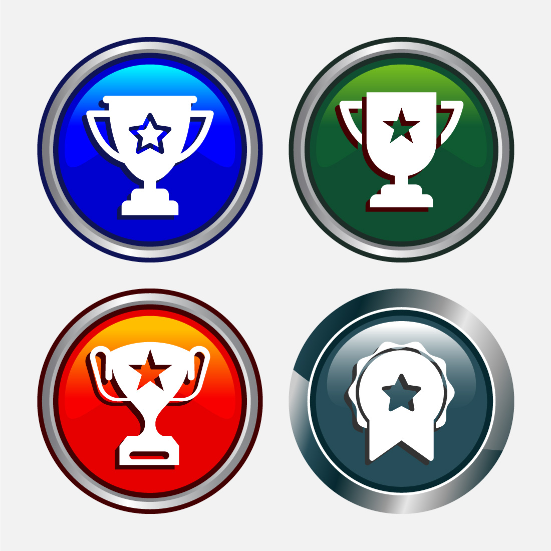 Award icon design illustration, Winning icon, Champion symbol, Button design preview image.