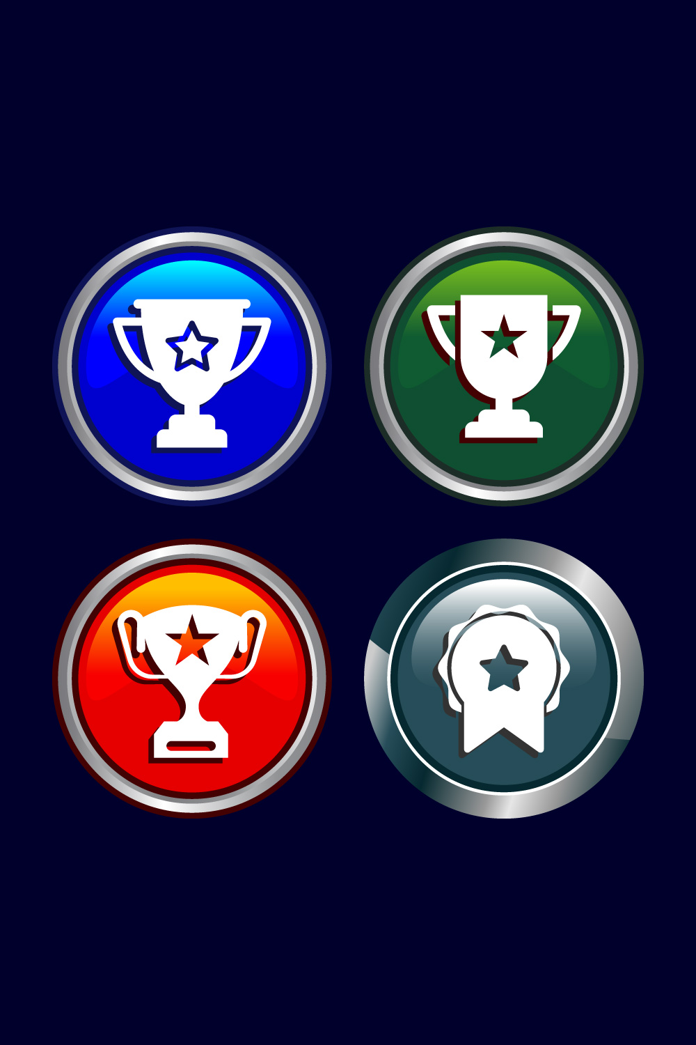 Award icon design illustration, Winning icon, Champion symbol, Button design pinterest preview image.