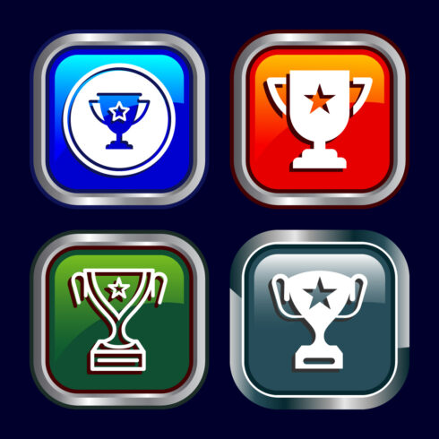 Award icon design illustration, Winning icon, Champion symbol, Button design cover image.