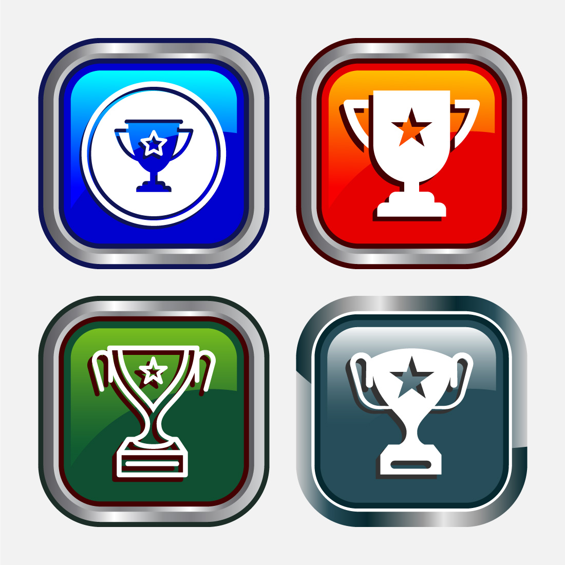 Award icon design illustration, Winning icon, Champion symbol, Button design preview image.