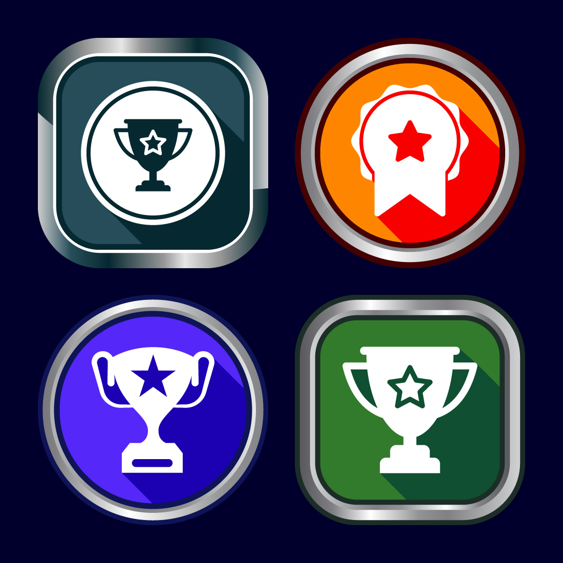 Award icon design illustration, Winning icon, Champion symbol, Button design cover image.