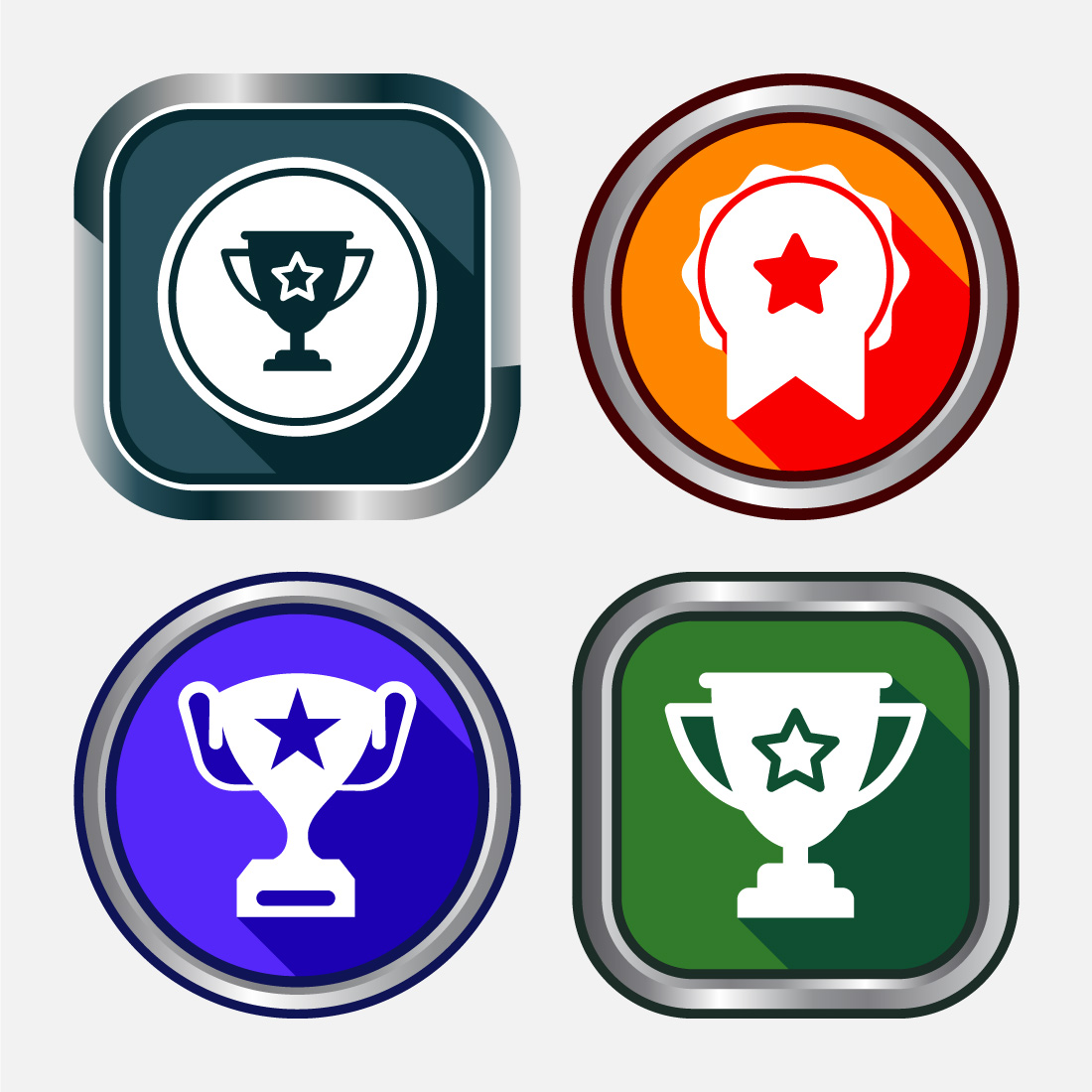 Award icon design illustration, Winning icon, Champion symbol, Button design preview image.