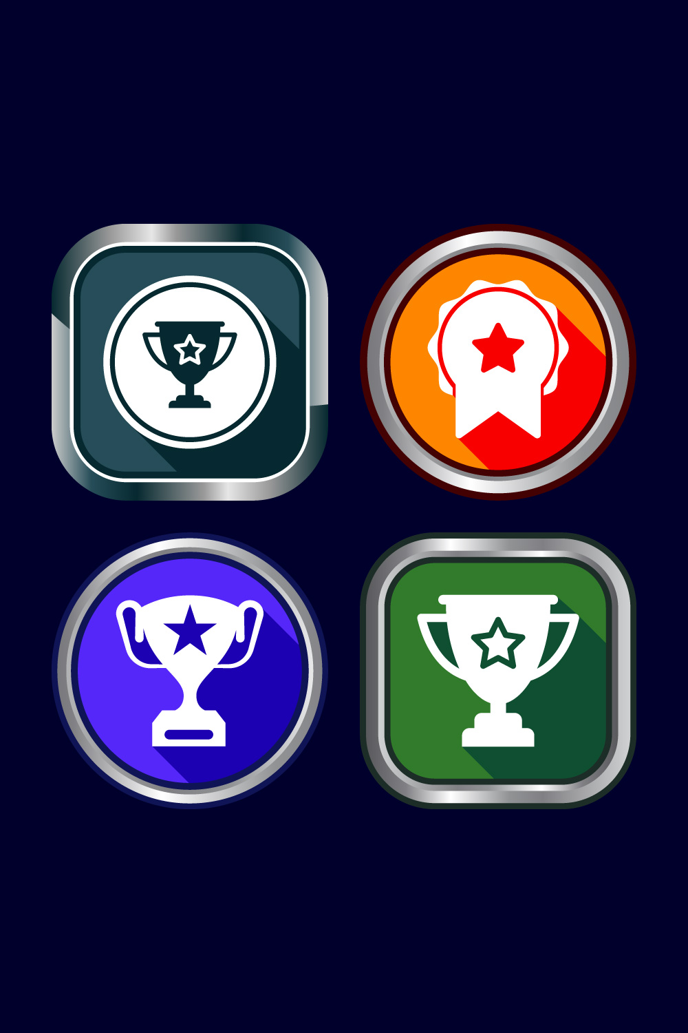 Award icon design illustration, Winning icon, Champion symbol, Button design pinterest preview image.