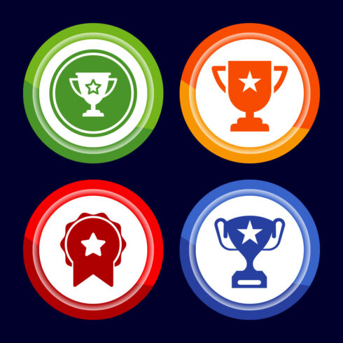 Award icon design illustration, Winning icon, Champion symbol, Button design cover image.