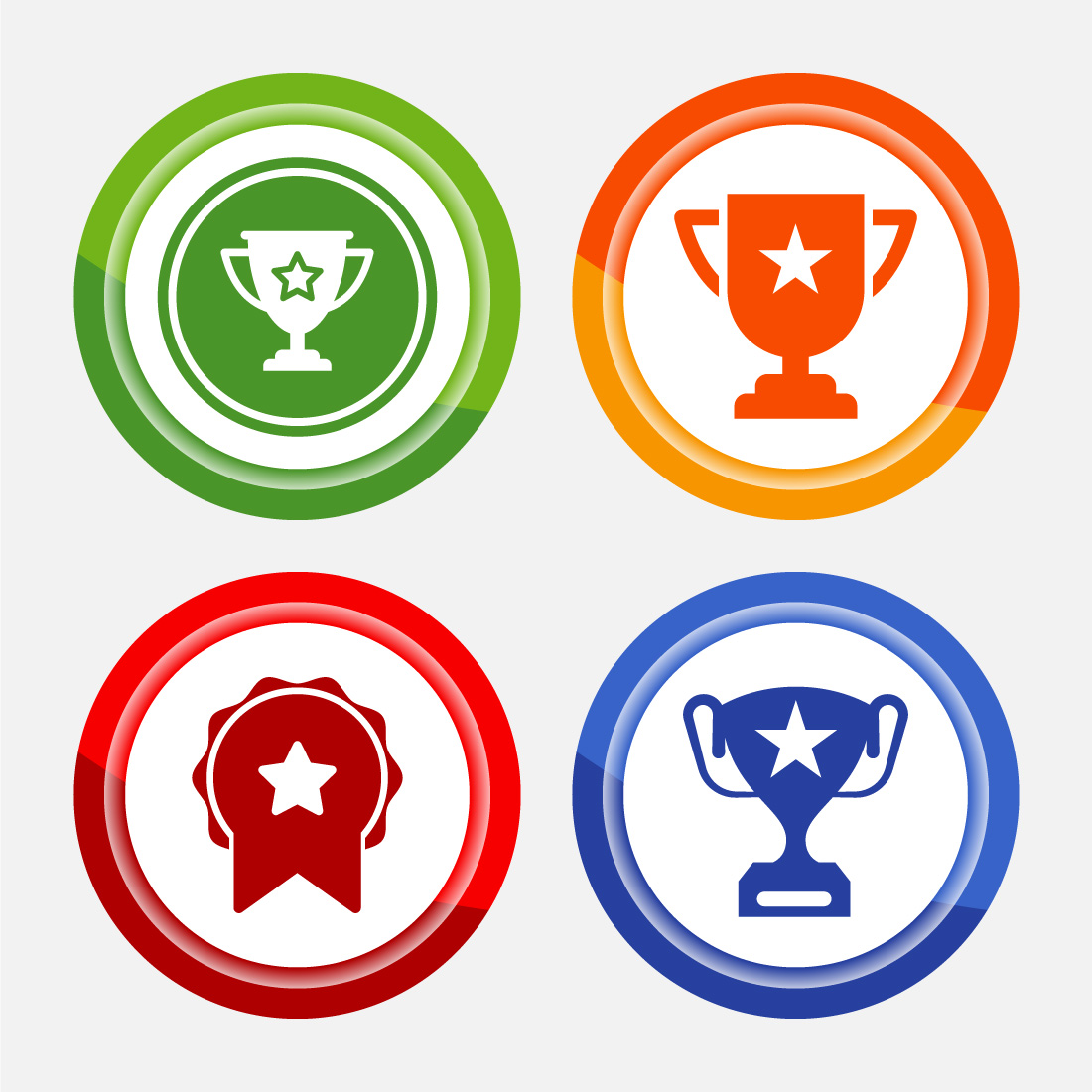 Award icon design illustration, Winning icon, Champion symbol, Button design preview image.