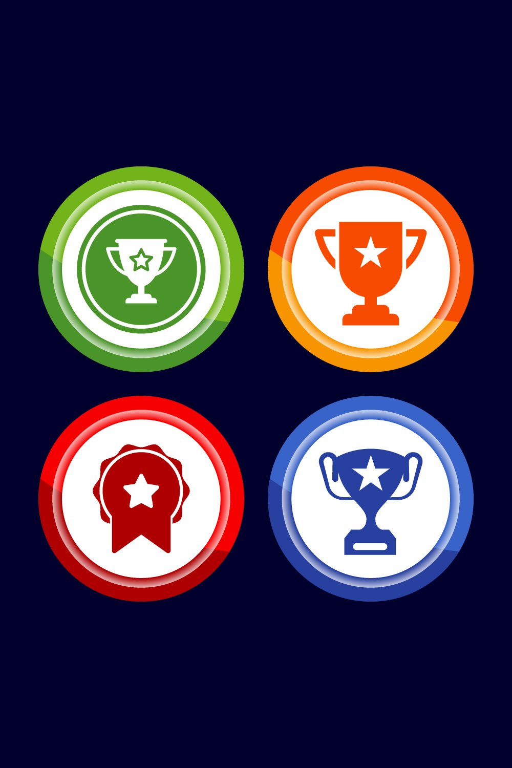 Award icon design illustration, Winning icon, Champion symbol, Button design pinterest preview image.