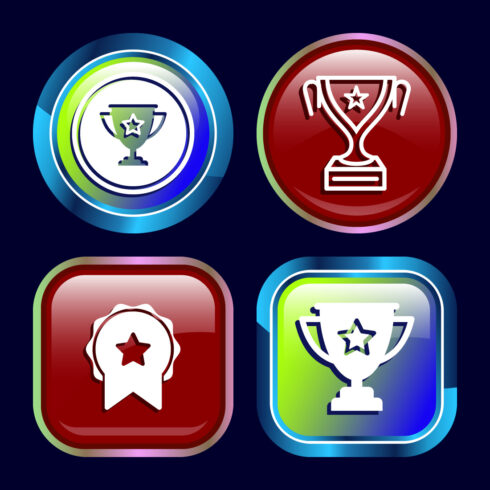 Award icon design illustration, Winning icon, Champion symbol, Button design cover image.