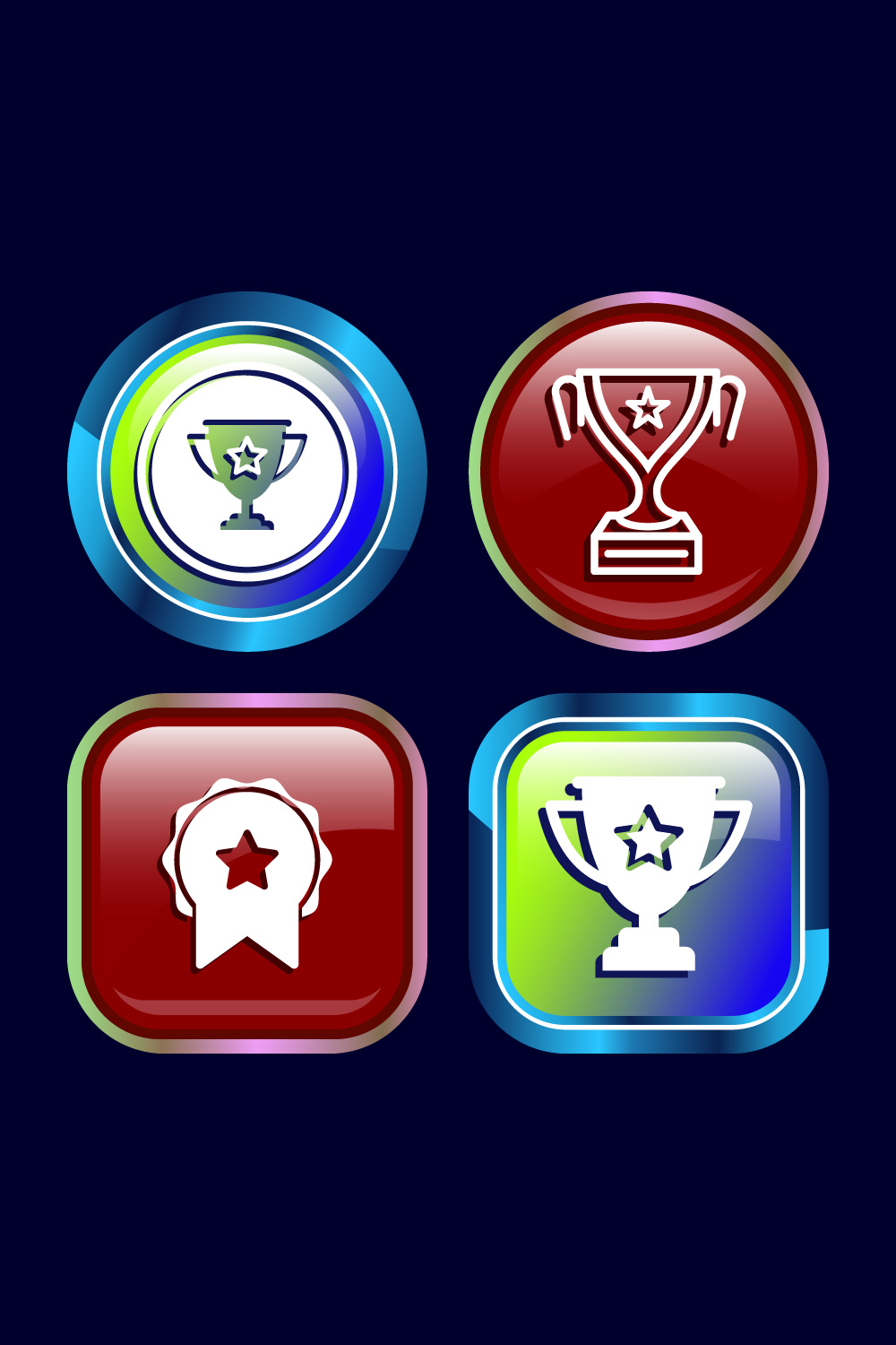 Award icon design illustration, Winning icon, Champion symbol, Button design pinterest preview image.