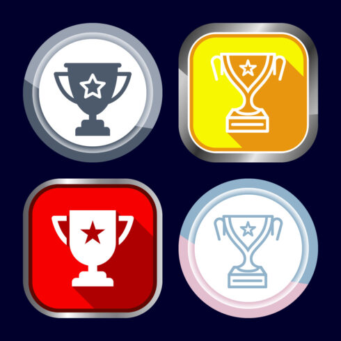 Award icon design illustration, Winning icon, Champion symbol, Button design cover image.