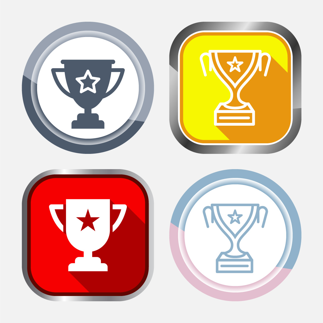 Award icon design illustration, Winning icon, Champion symbol, Button design preview image.