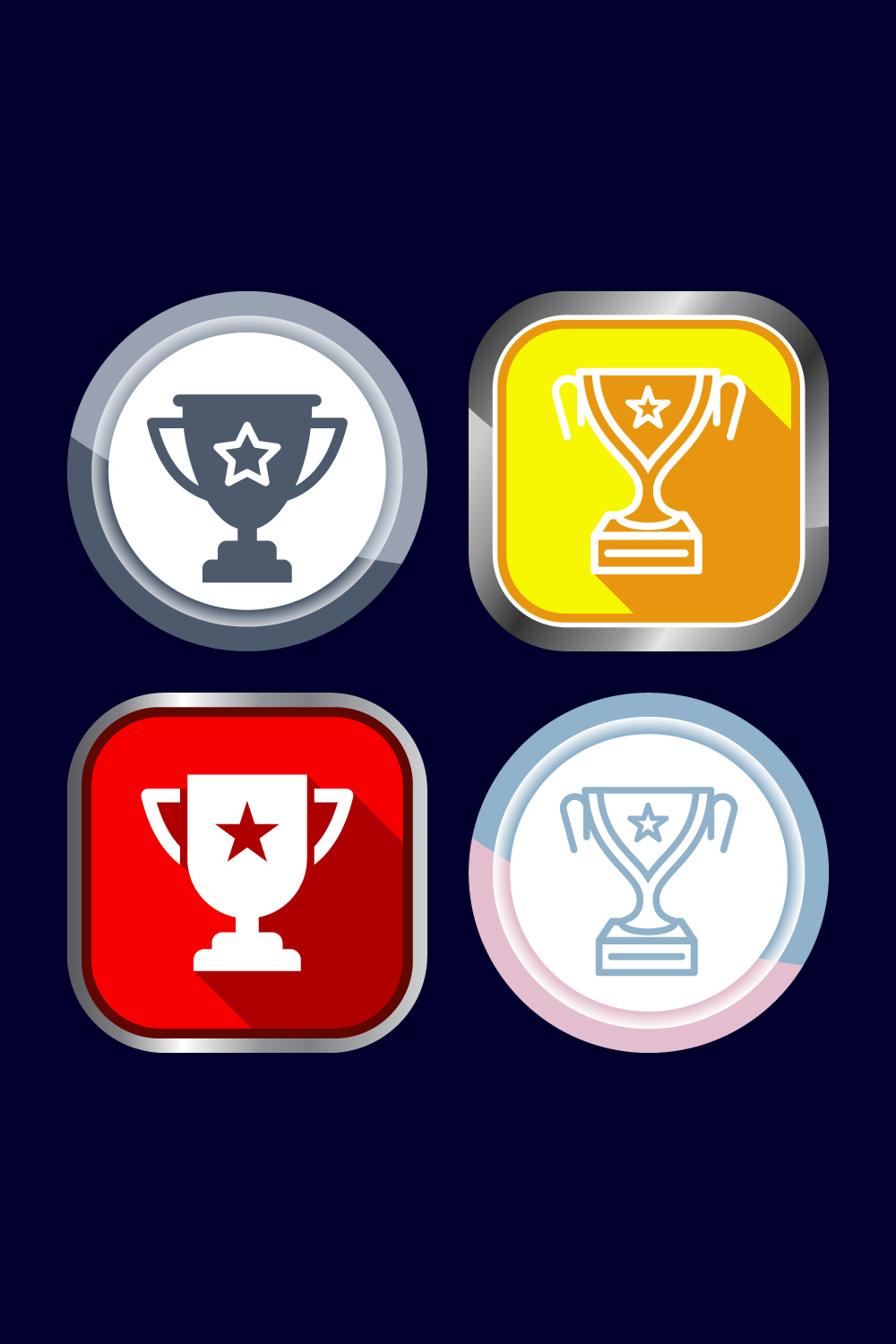 Award icon design illustration, Winning icon, Champion symbol, Button design pinterest preview image.