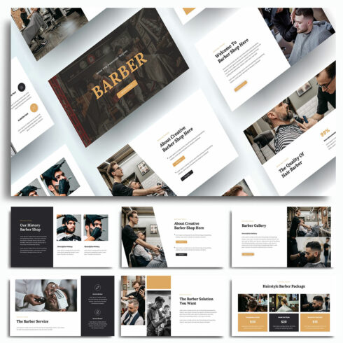 Barber Powerpoint Template cover image.