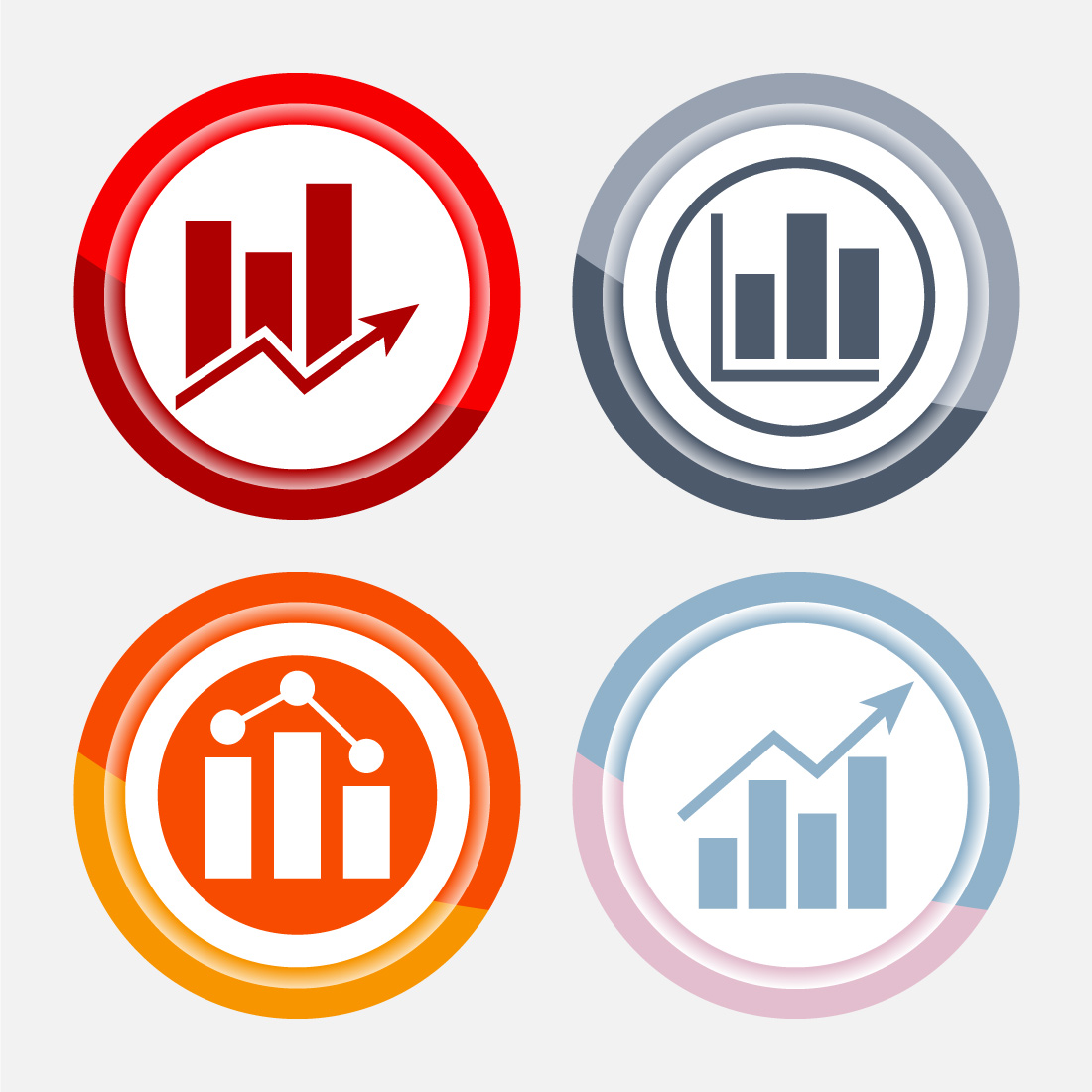 Bar chart icon design illustration, Graph icon, Growth sign, Growth chart, button design set preview image.