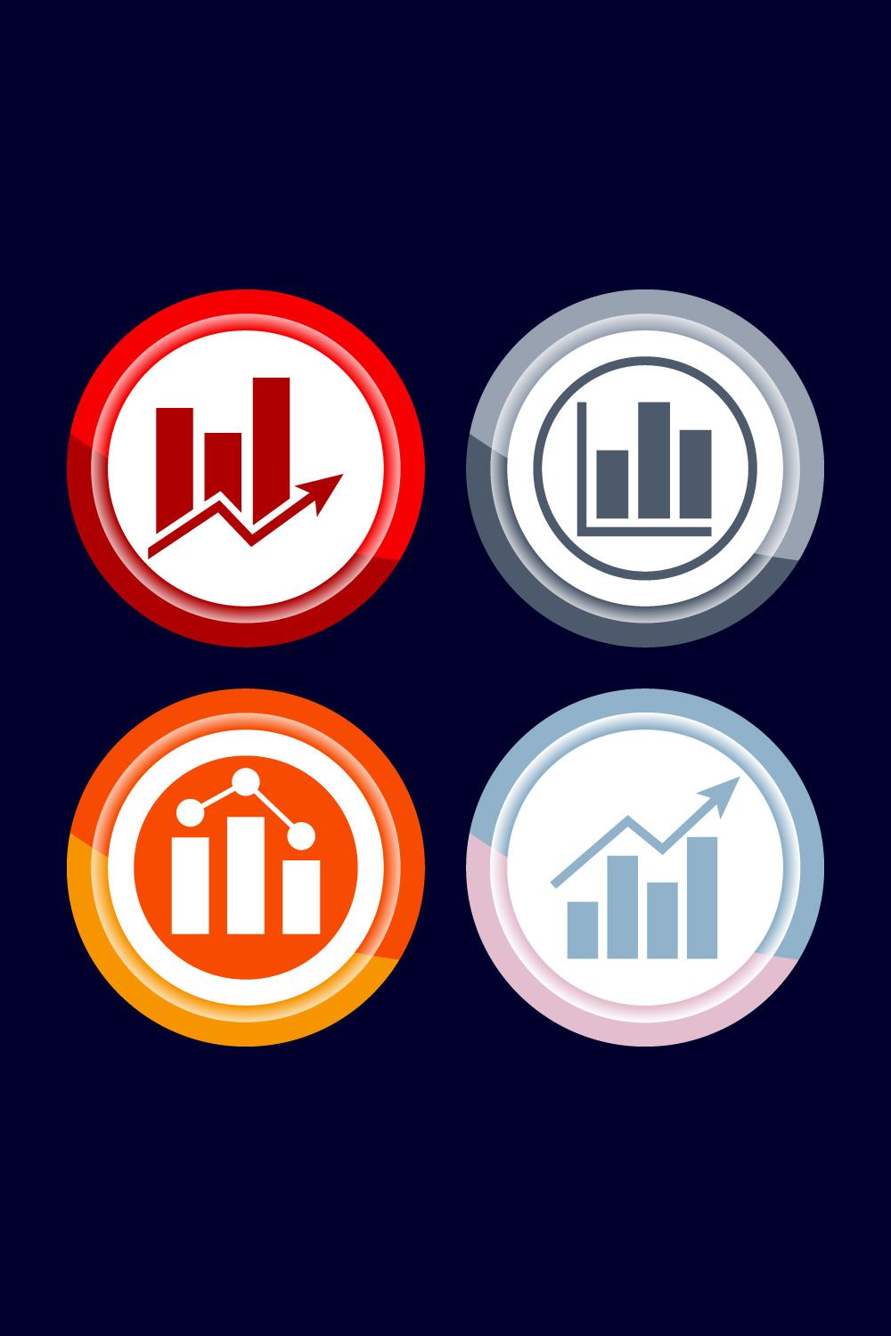 Bar chart icon design illustration, Graph icon, Growth sign, Growth chart, button design set pinterest preview image.