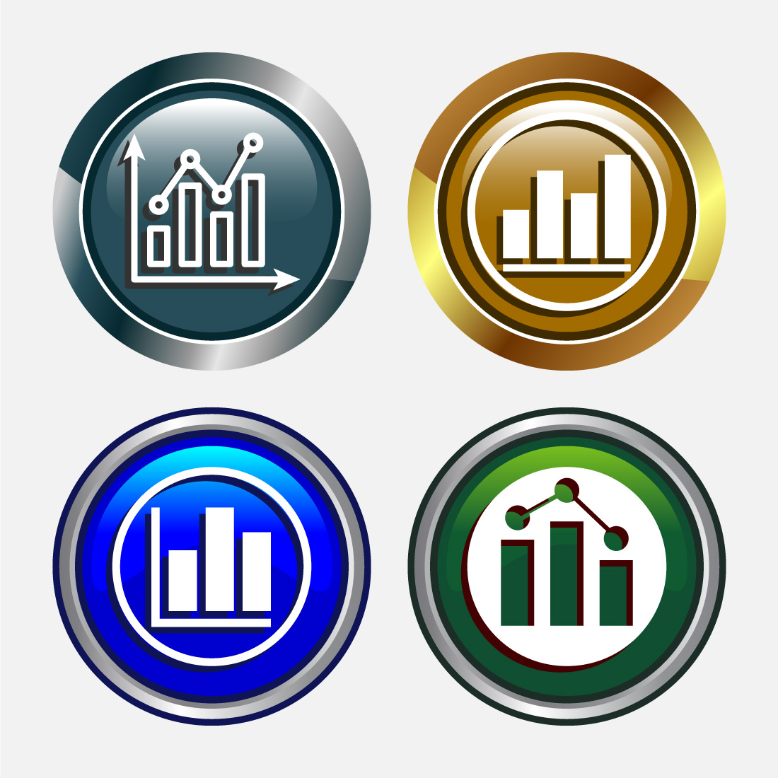 Bar chart icon design illustration, Graph icon, Growth sign, Growth chart, button design set preview image.