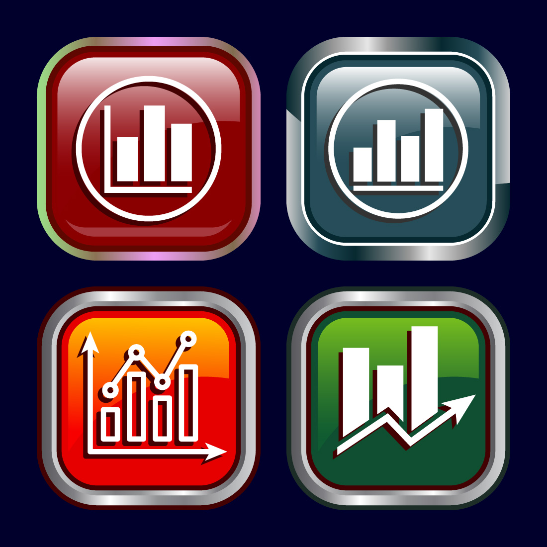 Bar chart icon design illustration, Graph icon, Growth sign, Growth chart, button design set cover image.