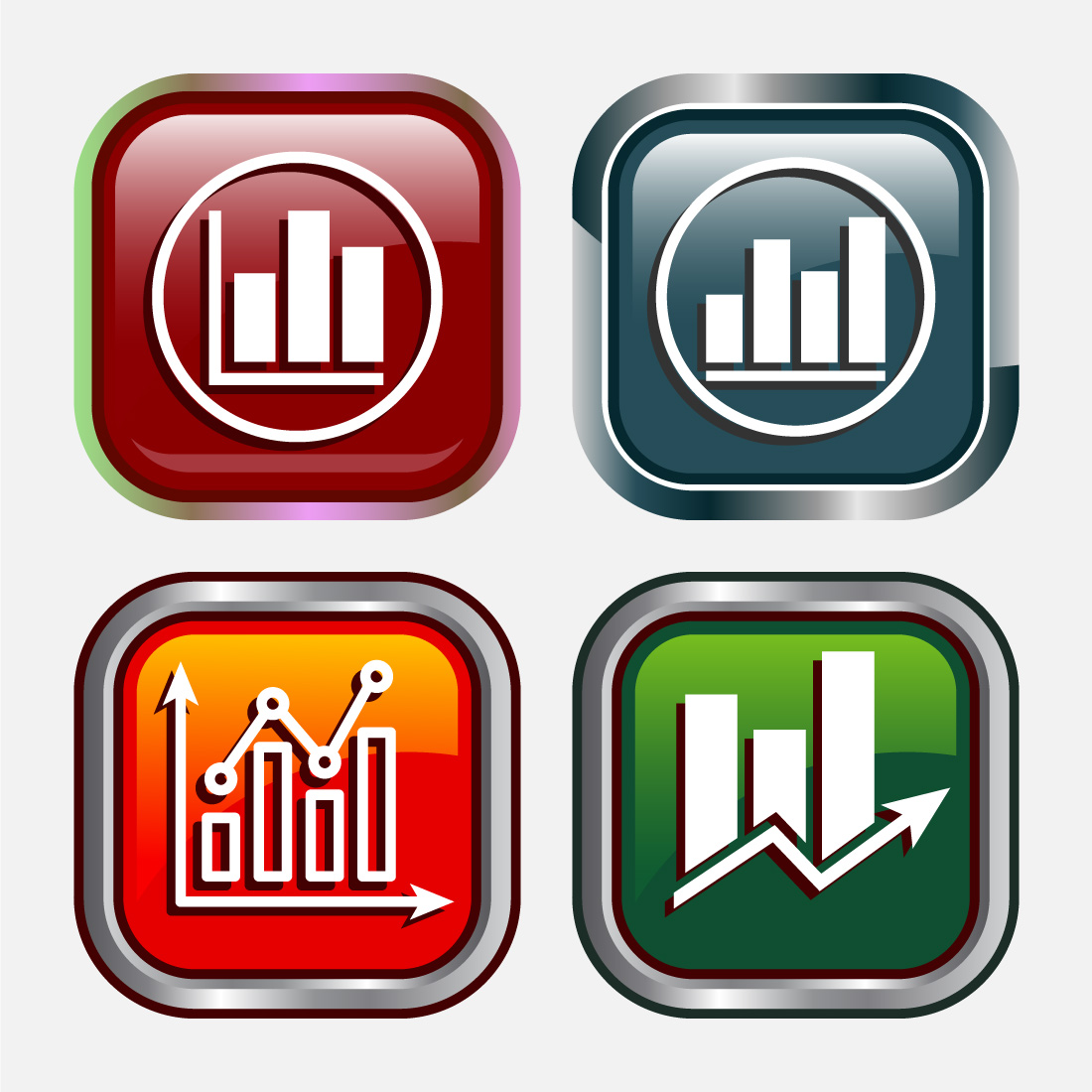 Bar chart icon design illustration, Graph icon, Growth sign, Growth chart, button design set preview image.