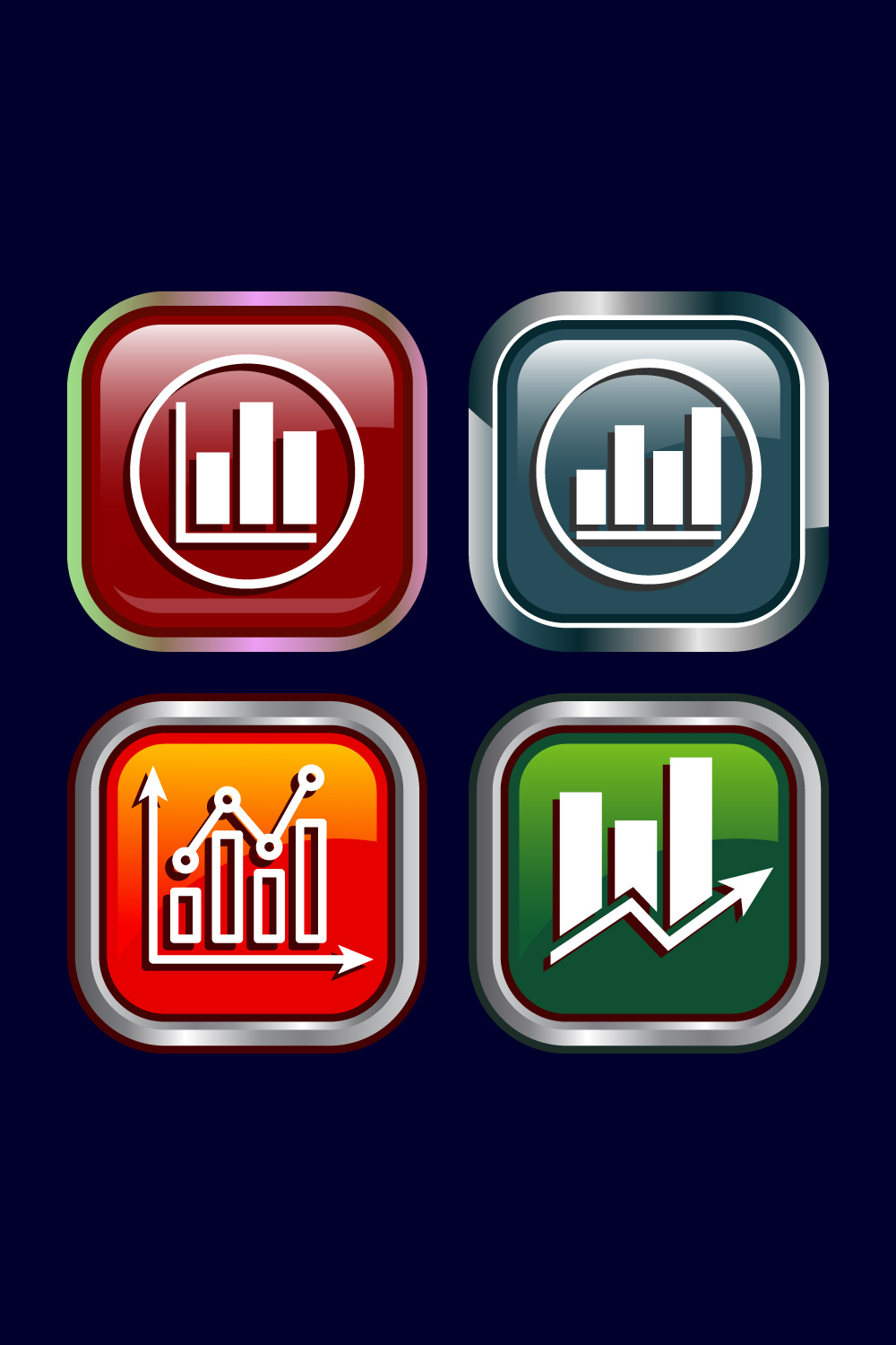 Bar chart icon design illustration, Graph icon, Growth sign, Growth chart, button design set pinterest preview image.