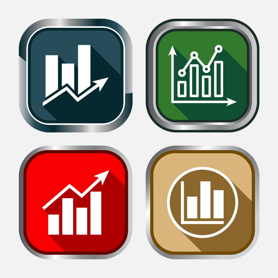 Bar chart icon design illustration, Graph icon, Growth sign, Growth chart, button design set preview image.