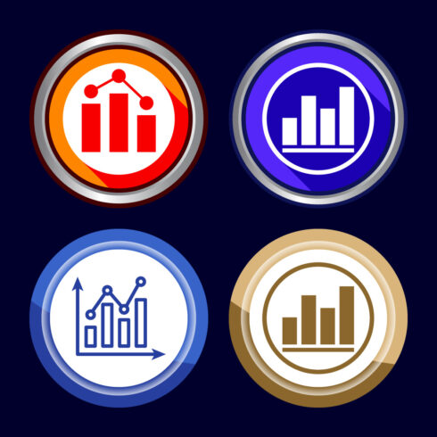 Bar chart icon design illustration, Graph icon, Growth sign, Growth chart, button design set cover image.