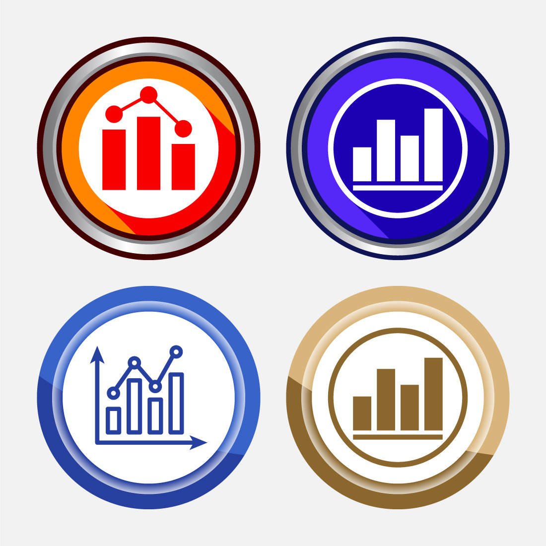 Bar chart icon design illustration, Graph icon, Growth sign, Growth chart, button design set preview image.