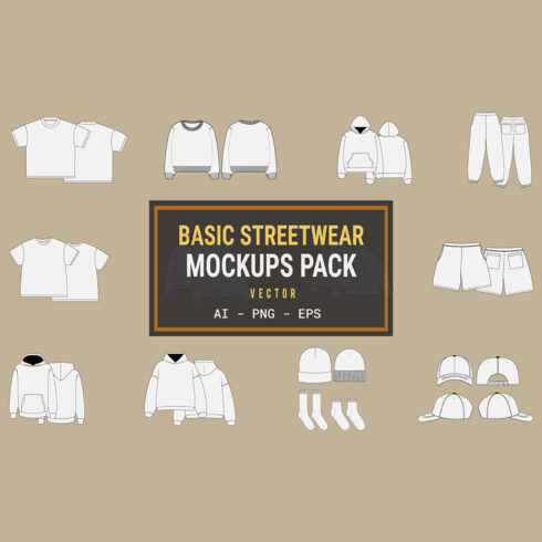 Basic Streetwear Vector Mockup Pack cover image.