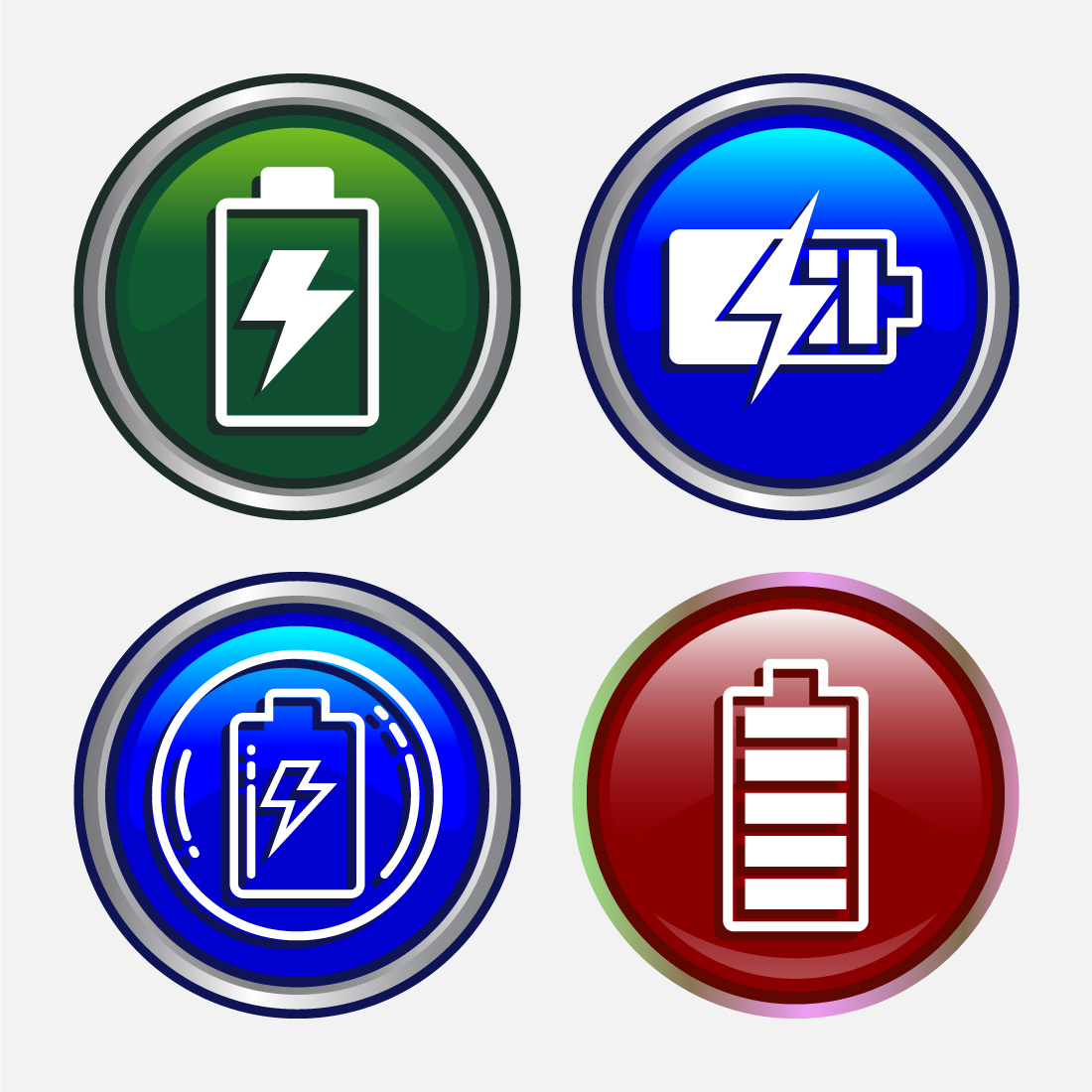 Power, Battery Icon Design Illustration, Icon For Web and mobile application, Button Design preview image.