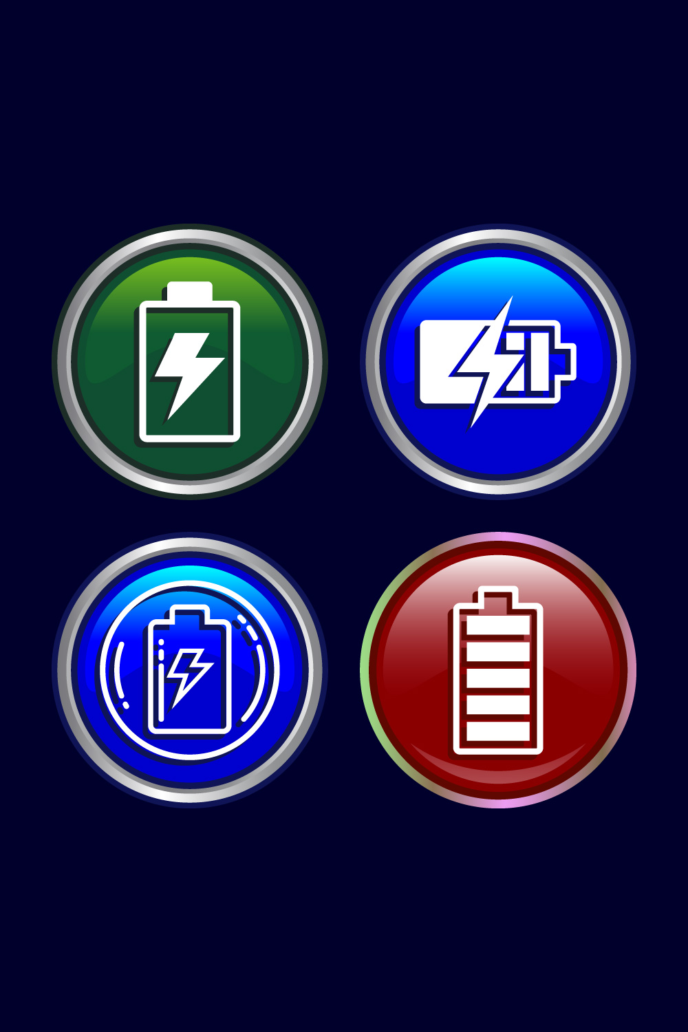 Power, Battery Icon Design Illustration, Icon For Web and mobile application, Button Design pinterest preview image.