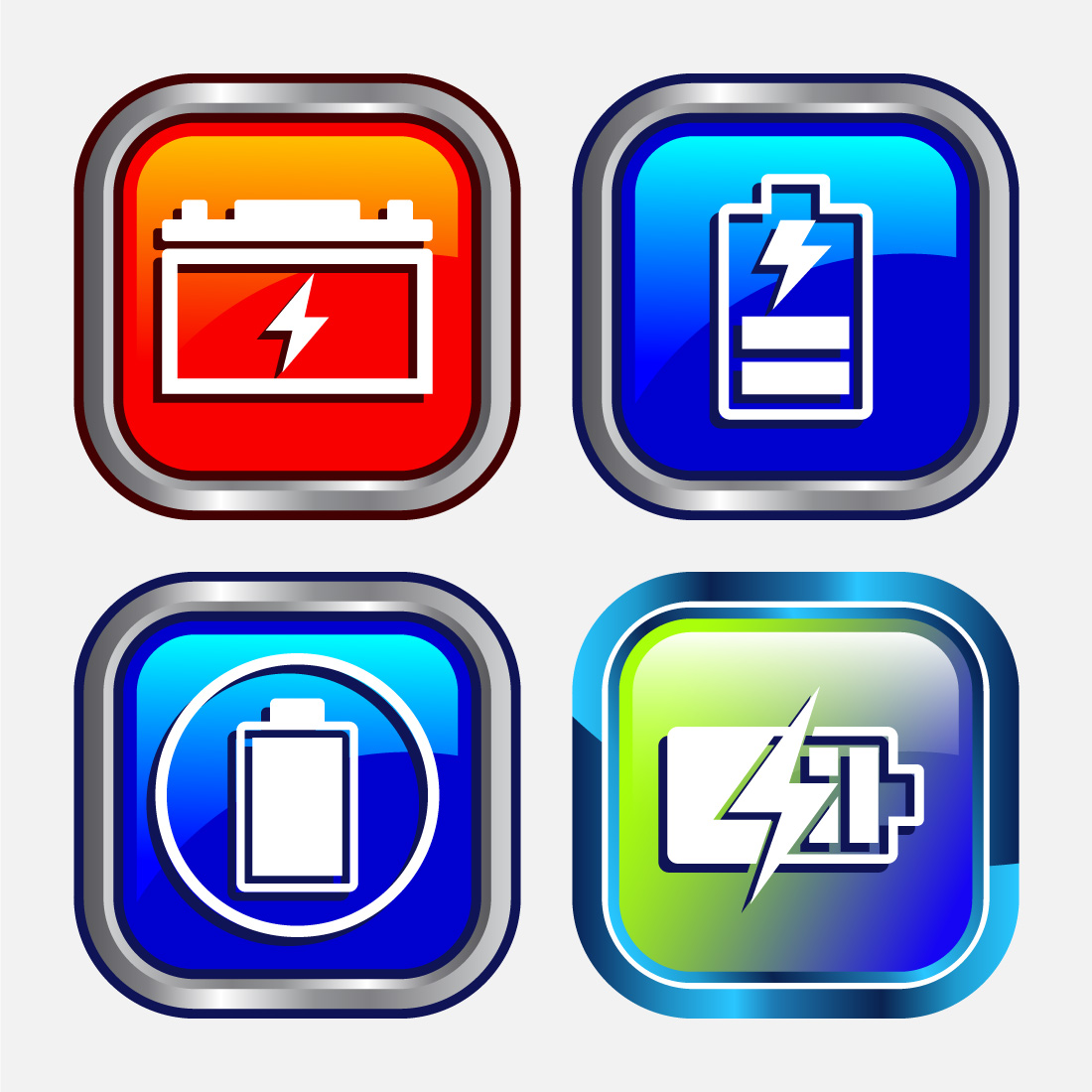 Power, Battery Icon Design Illustration, Icon For Web and mobile application, Button Design preview image.