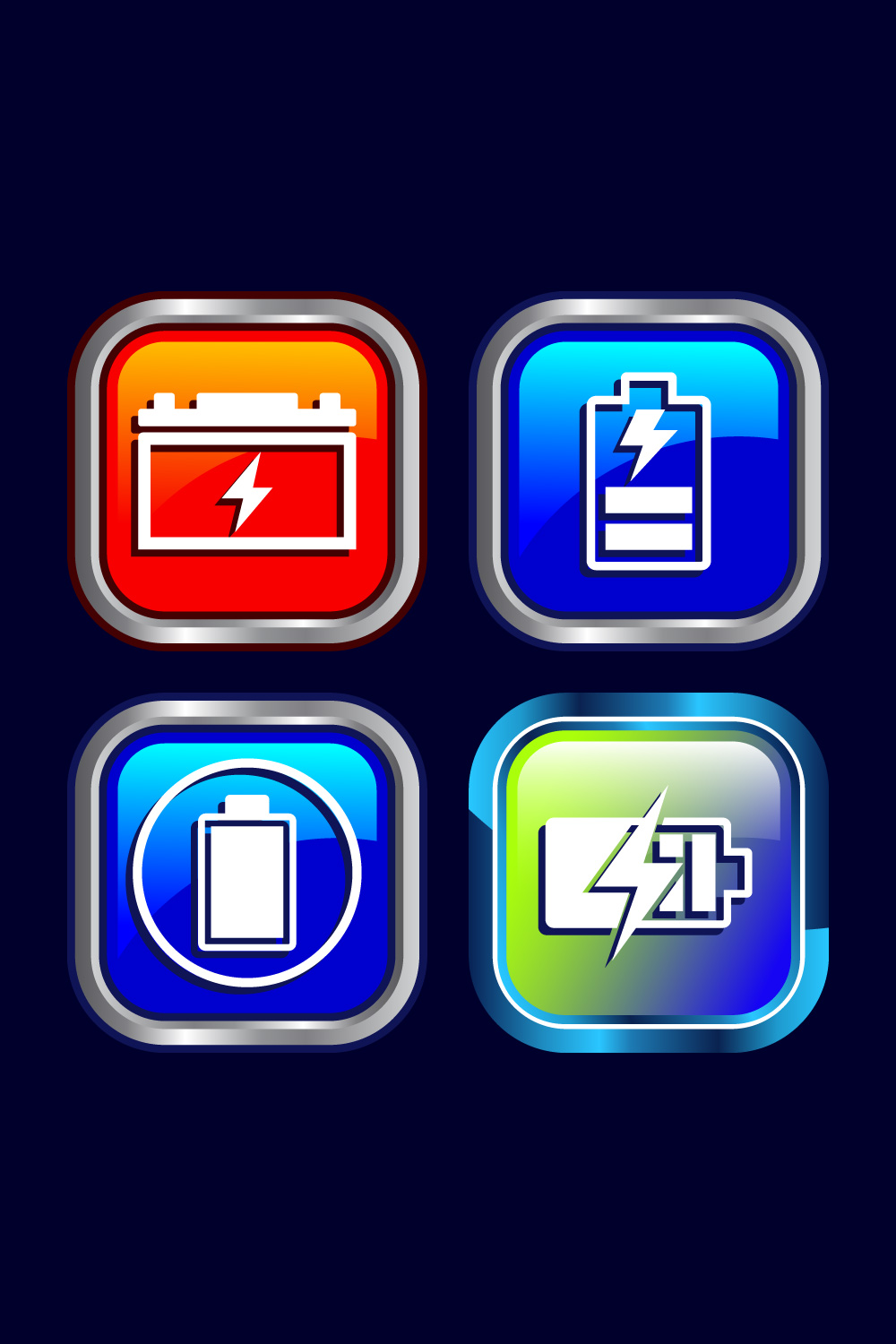 Power, Battery Icon Design Illustration, Icon For Web and mobile application, Button Design pinterest preview image.