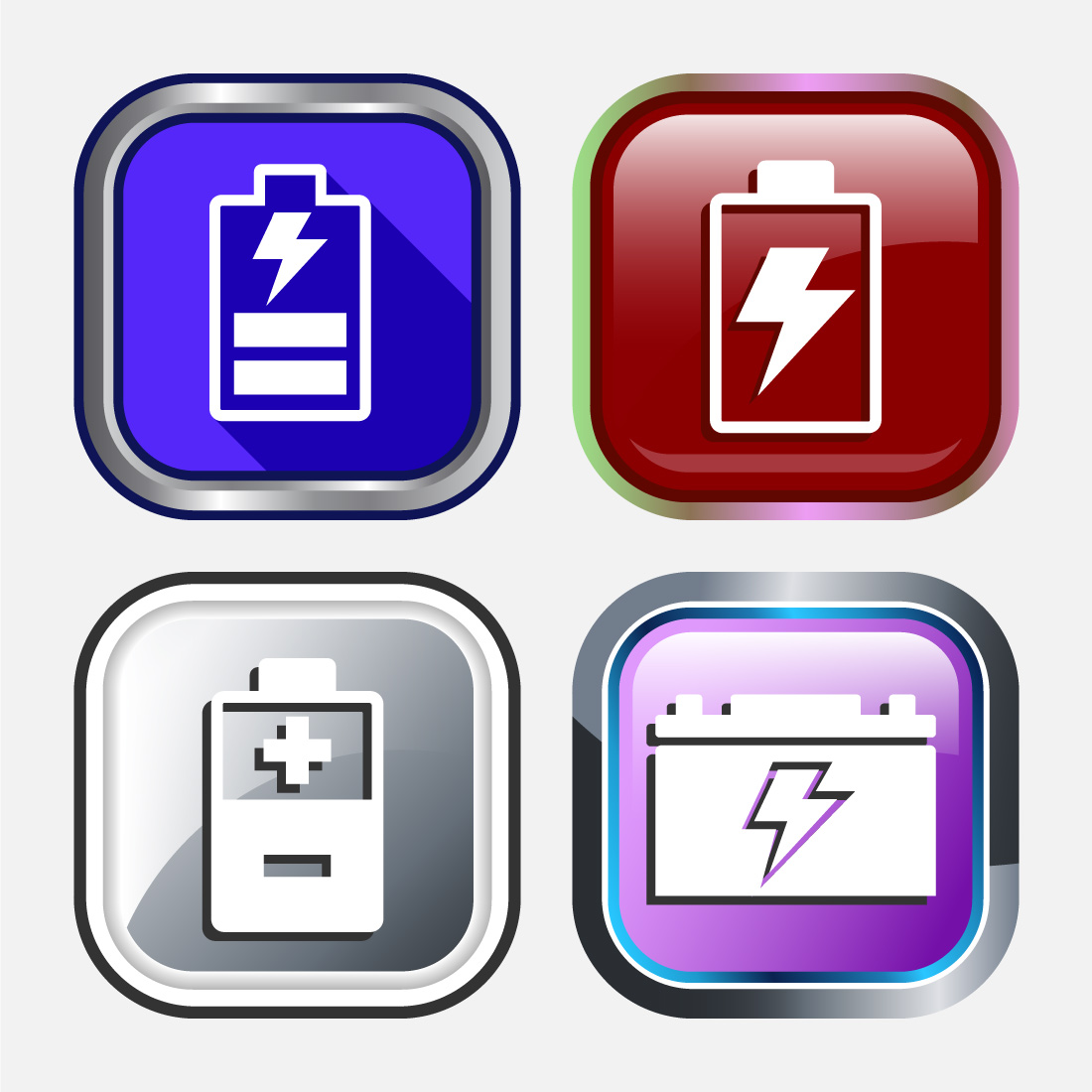 Power, Battery Icon Design Illustration, Icon For Web and mobile application, Button Design preview image.