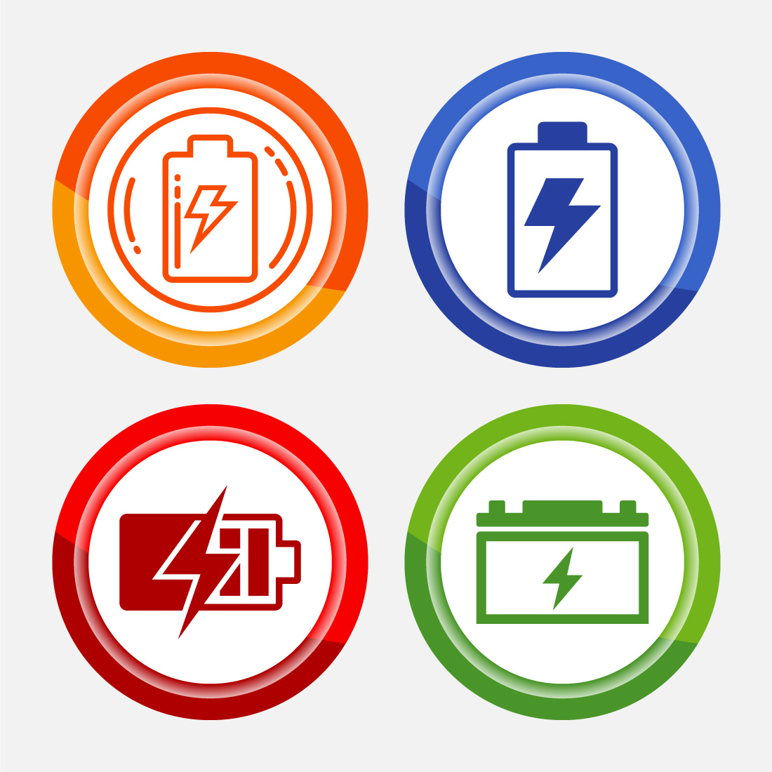 Power, Battery Icon Design Illustration, Icon For Web and mobile application, Button Design preview image.