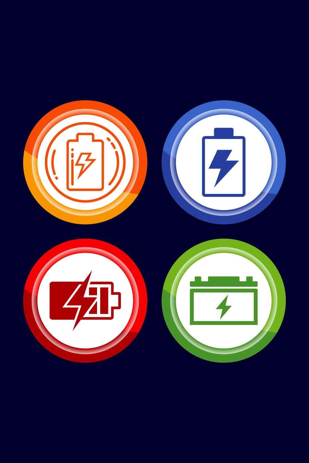 Power, Battery Icon Design Illustration, Icon For Web and mobile application, Button Design pinterest preview image.