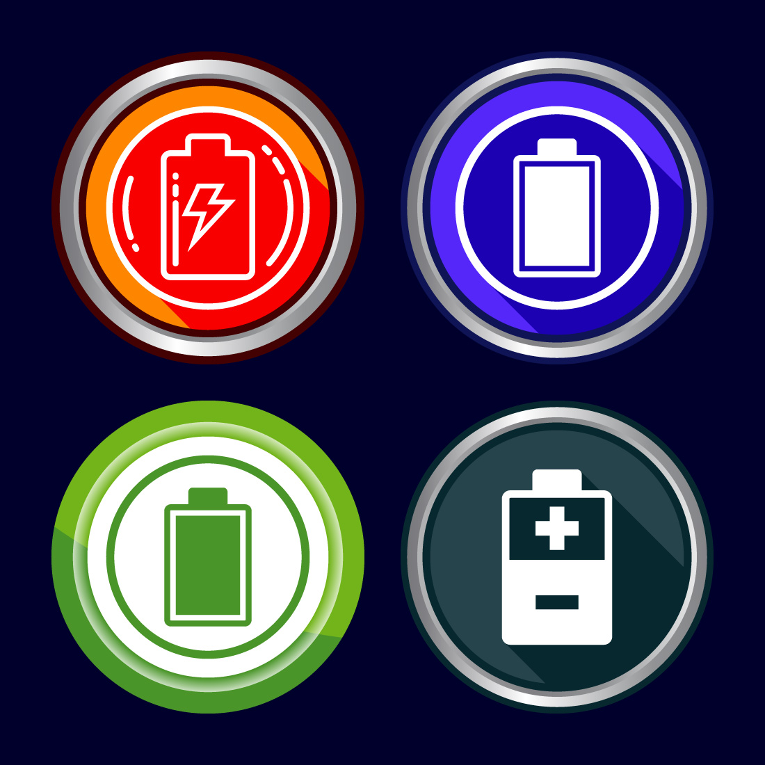 Power, Battery Icon Design Illustration, Icon For Web and mobile application, Button Design cover image.