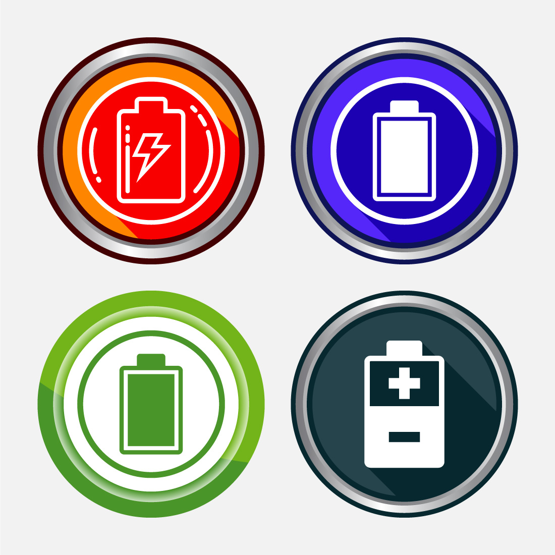 Power, Battery Icon Design Illustration, Icon For Web and mobile application, Button Design preview image.