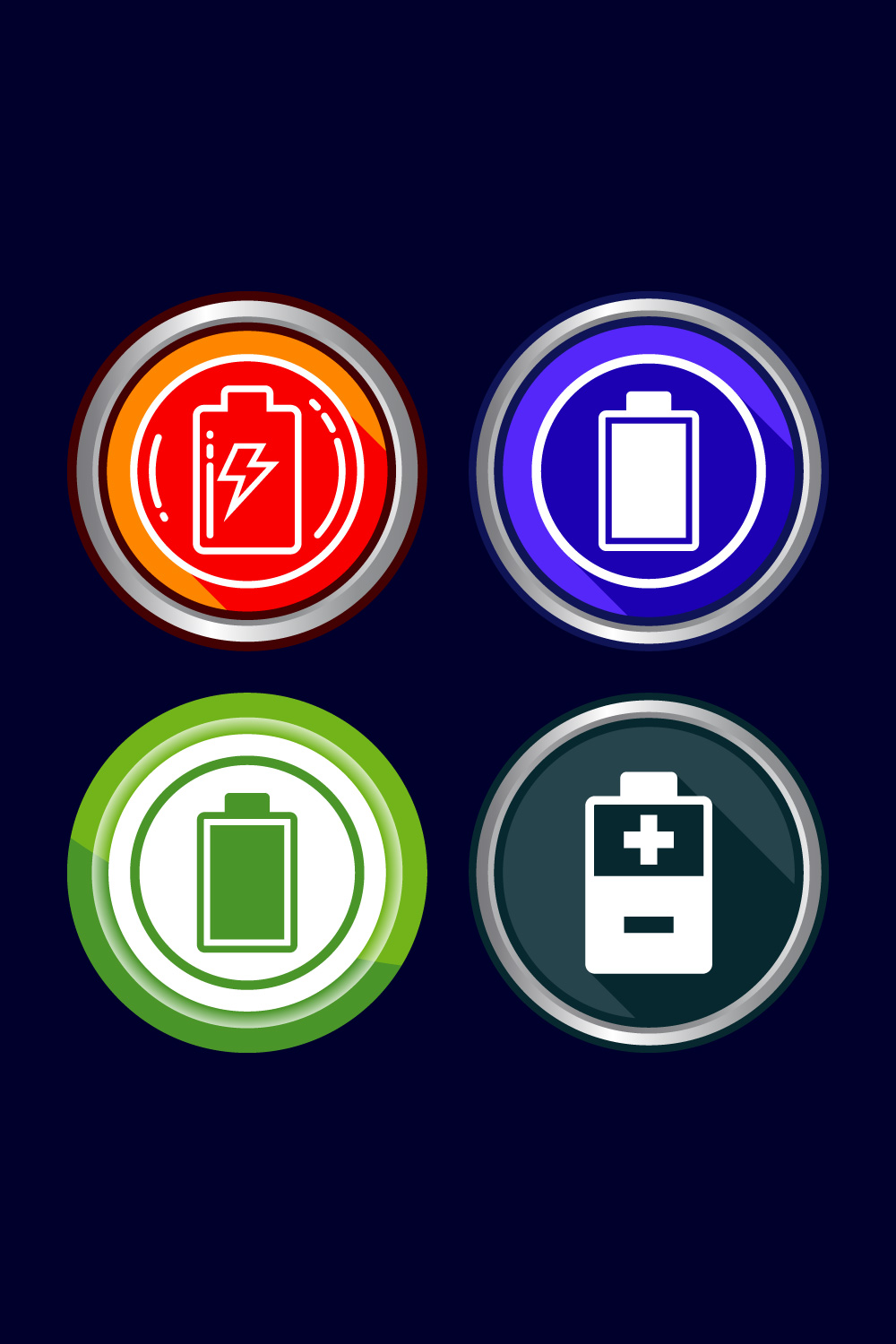 Power, Battery Icon Design Illustration, Icon For Web and mobile application, Button Design pinterest preview image.