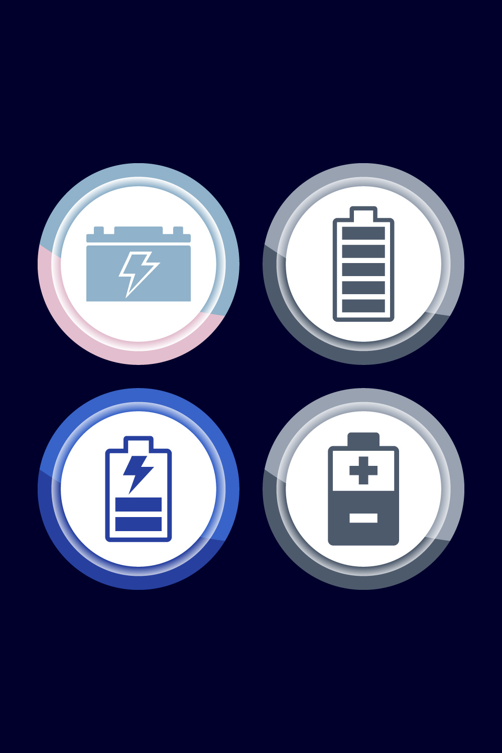 Power, Battery Icon Design Illustration, Icon For Web and mobile application, Button Design pinterest preview image.