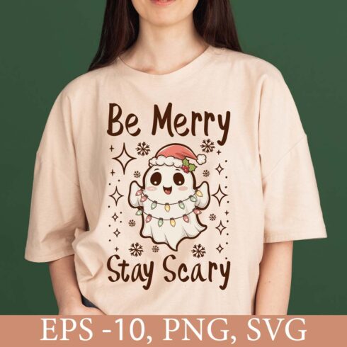 Be Merry Stay Scary Cute Christmas Ghost cover image.