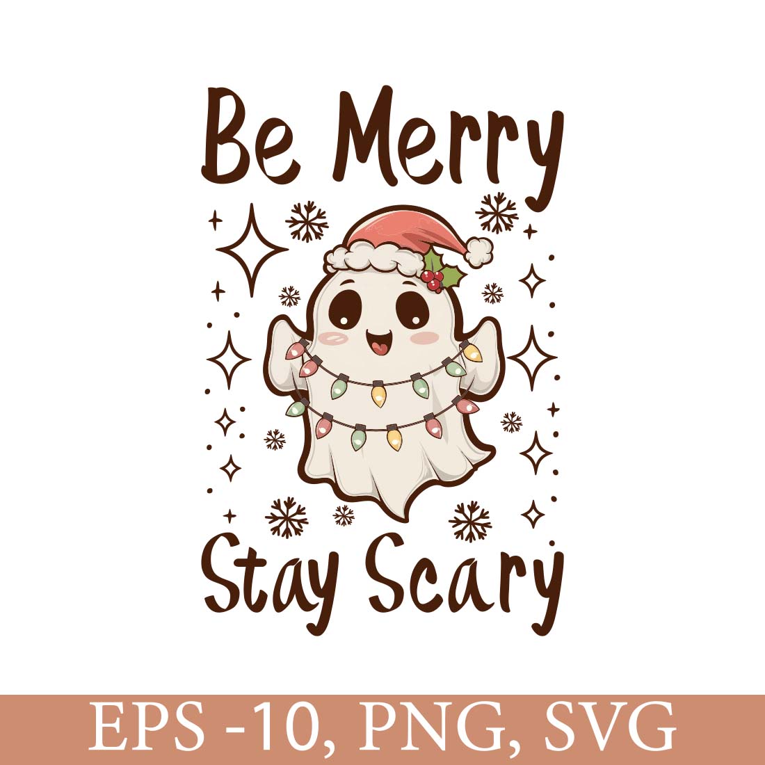 Be Merry Stay Scary Cute Christmas Ghost preview image.