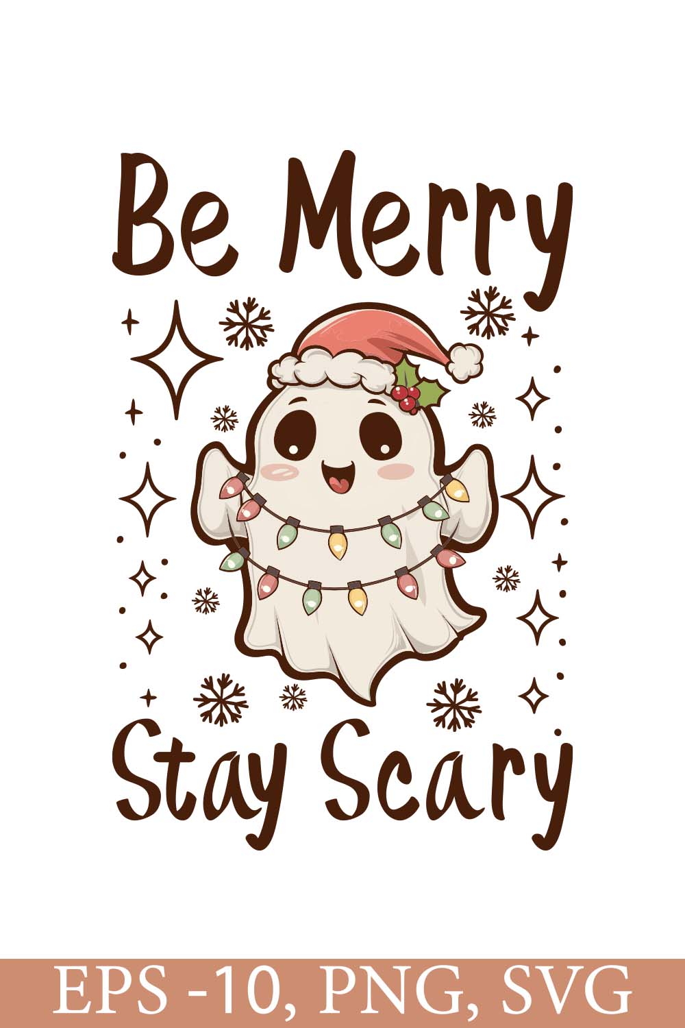 Be Merry Stay Scary Cute Christmas Ghost pinterest preview image.