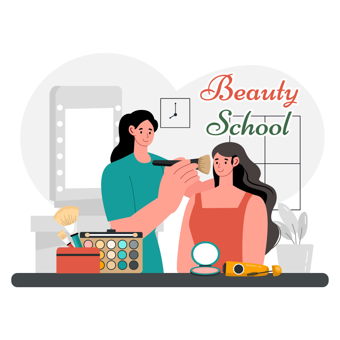 9 Beauty and Makeup School Illustration cover image.