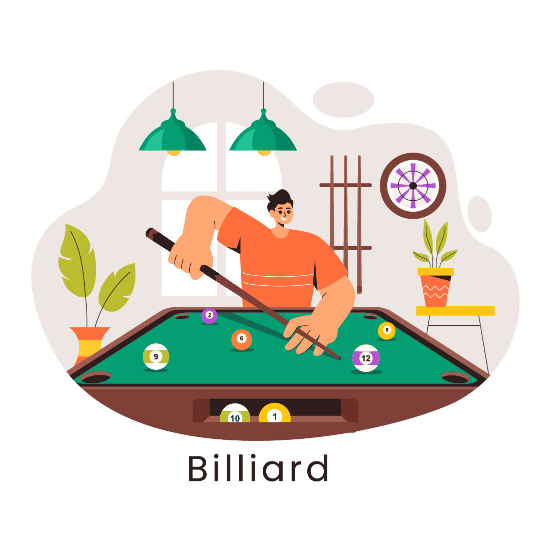 9 Billiard Game Illustration cover image.