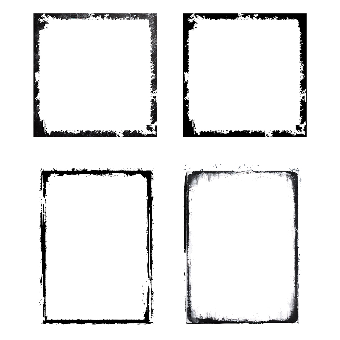 Set of 4 black grunge frames design cover image.