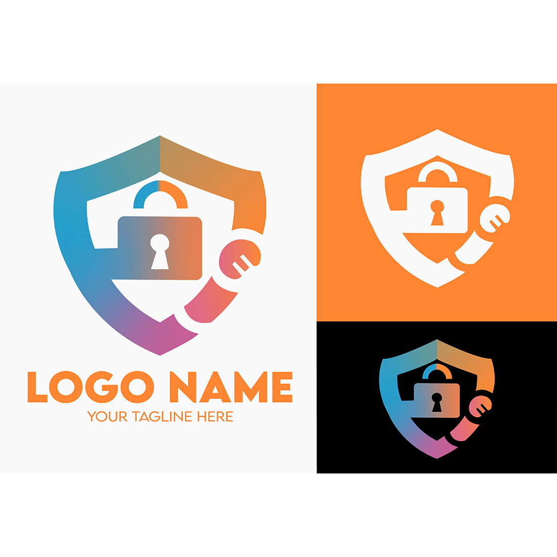 Modern Minimalist Security Company Start-up Logo Design for Businesses With Shield Lock Sign, Professional Creative Monogram For Security Start-up Colorful Gradient Logo Design for Brands Companies cover image.