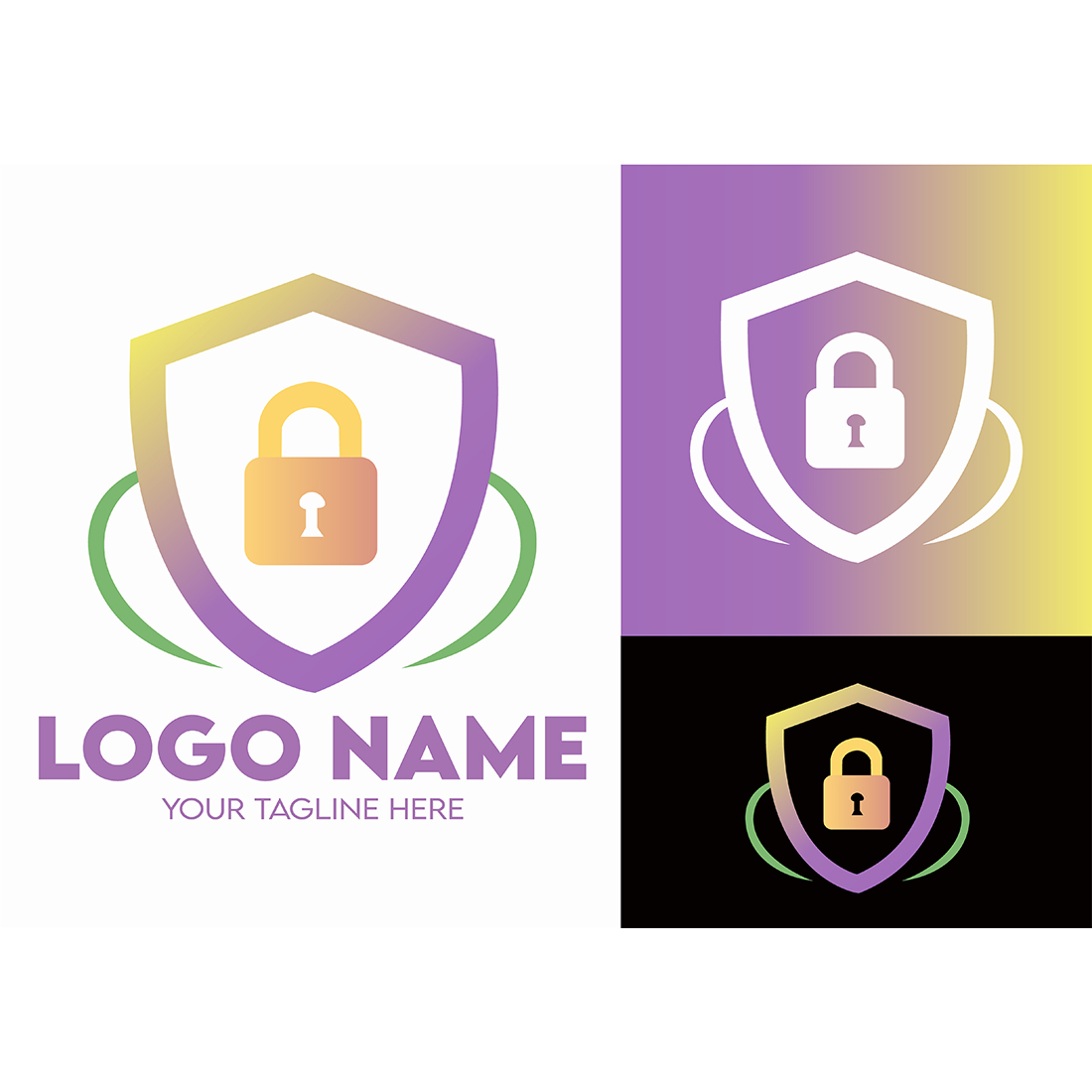 Modern Minimalist Security Company Start-up Logo Design for Businesses With Shield Lock Sign, Professional Creative Monogram For Security Start-up Colorful Gradient Logo Design for Brands Companies cover image.