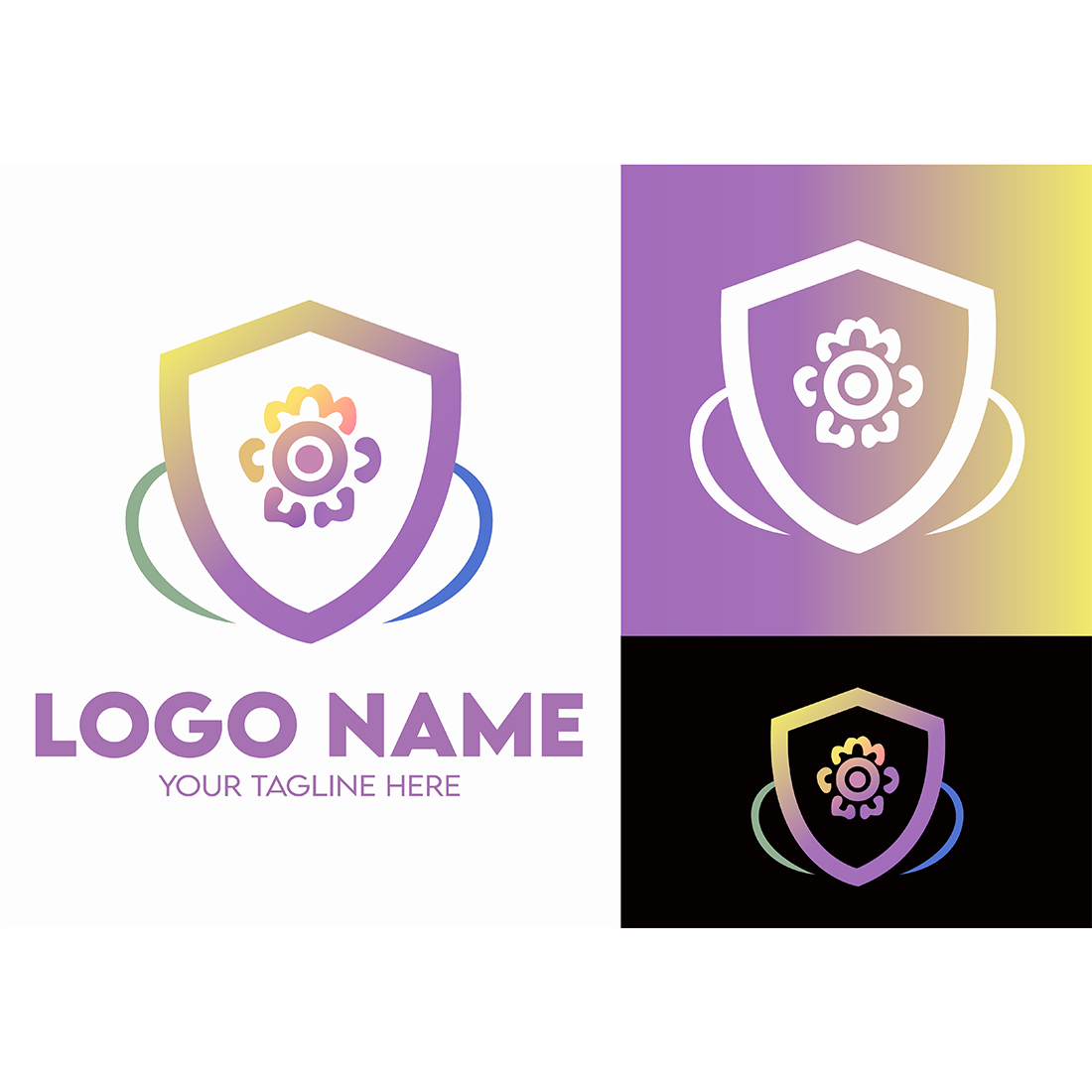 Modern Minimalist Security Company Start-up Logo Design for Businesses With Shield Lock Sign, Professional Creative Monogram For Security Start-up Colorful Gradient Logo Design for Brands Companies cover image.